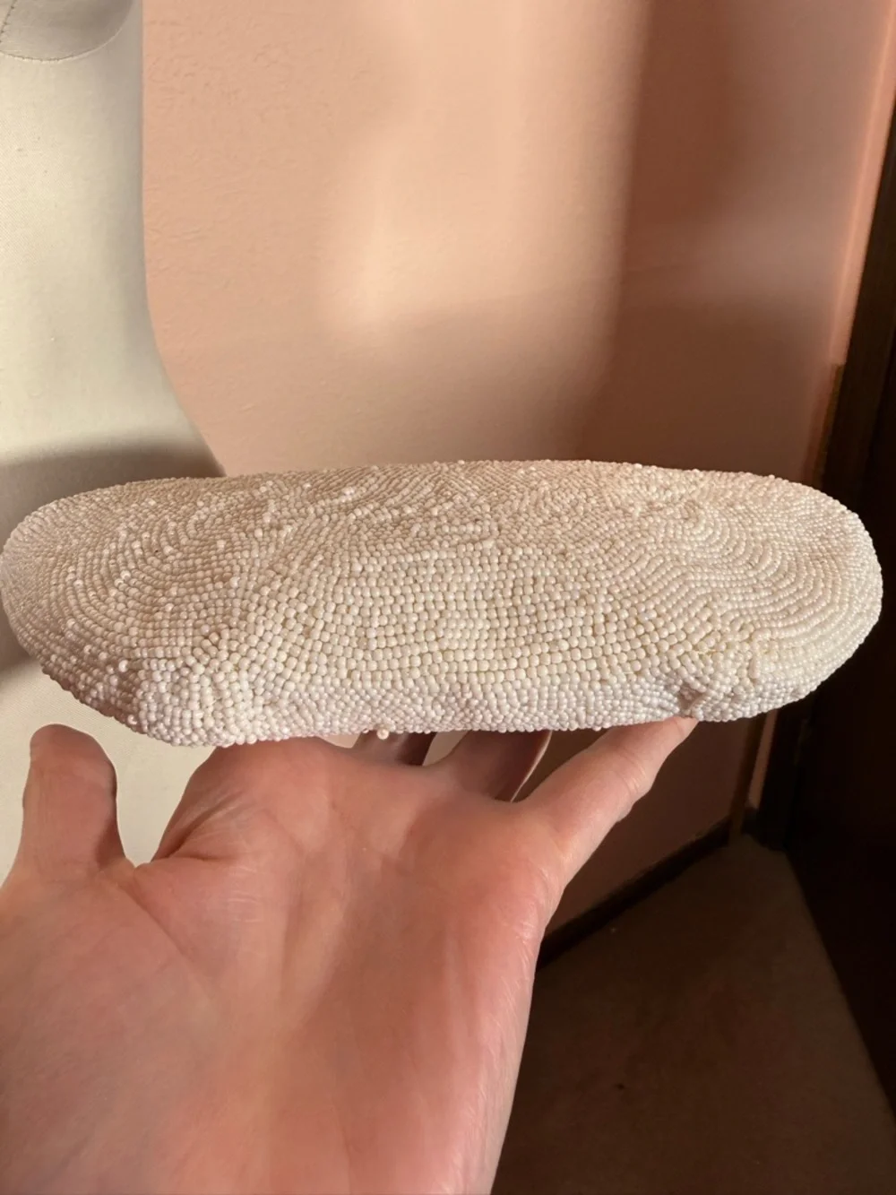 Vintage 1940’s Art Deco Heavy glass beaded white Evening clutch bag Wedding